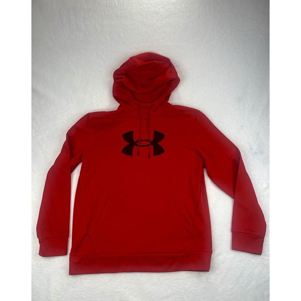 Under Armour Hoodie Men's Large Hooded Sweatshirt Red/Black Loose Fit (Read)